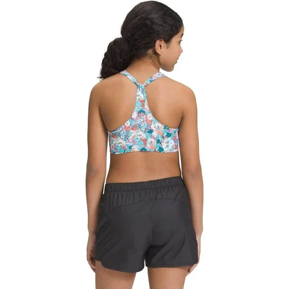 THE NORTH FACE Girls' Never Stop Bralette, Scuba Blue Wild Daisy Print, X-Large - Picture 3 of 3